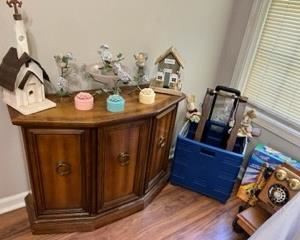Side table, lots of the wood houses still being unpacked
