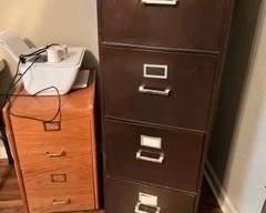 Two filing cabinets, multi-function desktop printer
