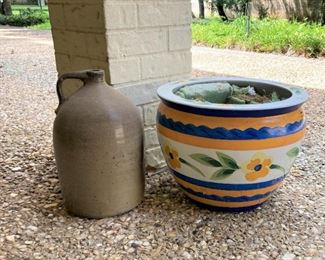 Vintage jug; colorful planter
