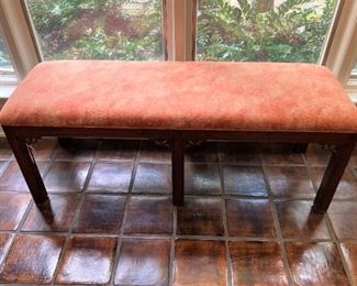 Bench with orange fabric