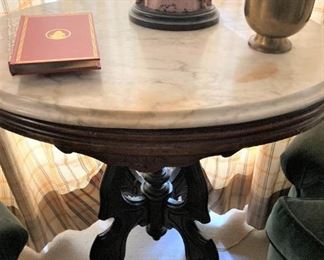 Antique oval marble top table