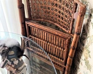 One of several vintage bamboo folding chairs