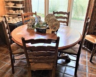 Dining table; 6 ladderback chairs