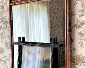 Bamboo mirror; smaller black frame