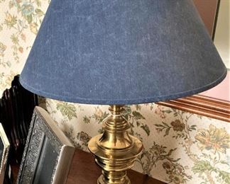 Brass lamp with denim shade