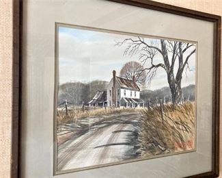 Framed original art by the late A. C. Gentry of Tyler