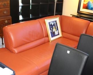 Orang/red leather coach 