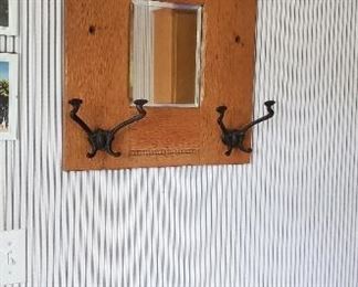 Nice antique mirror with hat hooks