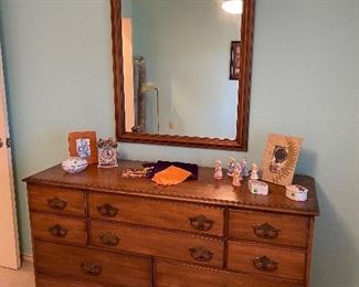 Dresser with Mirror, Frames, Decor