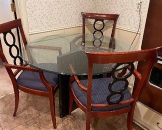 Granite with Glass Table with 3 chairs