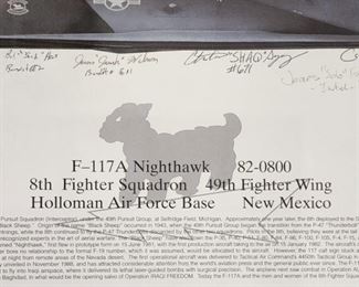 Multi Signed Limited Edition Framed Print of F-117A Nighthawk Aircraft