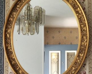 Oval Mirror In Ornate Gold Frame 
