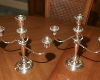 PAIR SILVERPLATE 3 ARM CANDELABRAS