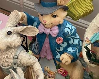 JIM SHORE Large Easter Bunny Figurine with Top Hat and Lantern