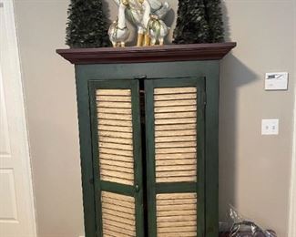 Distressed Cabinet with Window Shutter Doors