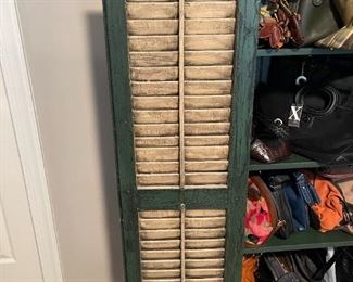 Distressed Cabinet with Window Shutter Doors