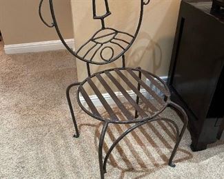 Metal Mid-Century Cafe Chairs with Male and Female Faces