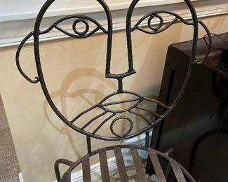 Metal Mid-Century Cafe Chairs with Male and Female Faces