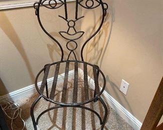 Metal Mid-Century Cafe Chairs with Male and Female Faces