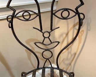 Metal Mid-Century Cafe Chairs with Male and Female Faces