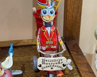 1920's German Tin Duck Firefighter Wind Up Toy