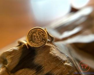 GOLD 1865 Mexico Coin Ring