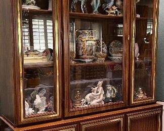 Vintage Hutch w Caned Doors and Brass Accents