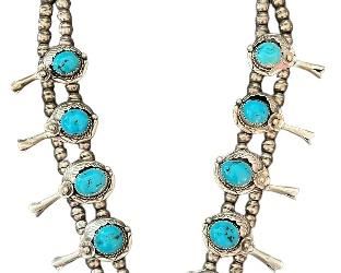 1970's Squash Blossom Turquoise and Sterling