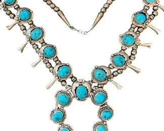 1970's Squash Blossom Turquoise and Sterling