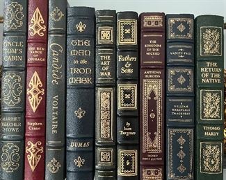Easton Press / Franklin Library Collector’s Books:

Uncle Tom’s Cabin
The Red Badge of Courage
Candide 
The Man in the Iron Mask
The Art of War
Fathers and Sons
The Kingdom of the Wicked (Signed)
Vanity Fair
The Return of the Native