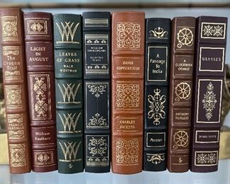 * Easton Press / Franklin Library Collector’s Books:

The Oregon Trail
Light in August
Leaves of Grass
Shakespeare’s Selected Plays
David Copperfield
A Passage to India
A Clockwork Orange
Ulysses