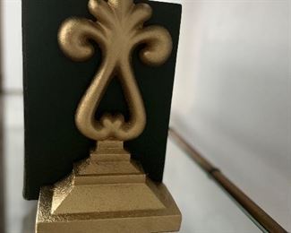 Vintage Gilt Metal Fleur-de-Lis Bookends