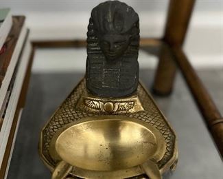 Vintage Egyptian Brass Ashtray Featuring Pharaoh’s Head 