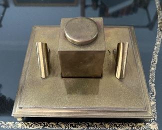 Mid-Century Italian Sarreid Ltd Brass Inkwell Desk Set 