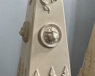 Vintage Peter Weldon, Staffordshire, Creamware Obelisks