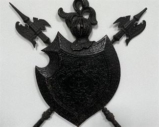 Antique Iron Knight’s Helm, Weapons and Shield with Medusa Crest Emblem