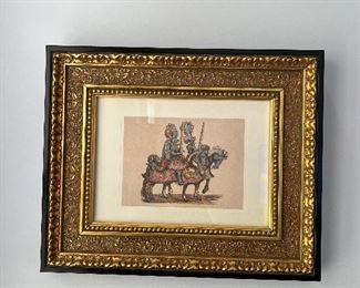 Vintage Gold-Framed Print of 19th Century Spanish Engraving