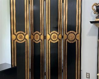 Enormous Hollywood Regency Black and Gold Room Divider