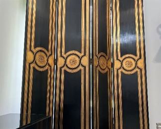 Enormous Hollywood Regency Black and Gold Room Divider