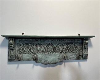 Vintage Hand-Carved Wall-Mounted Coat and Hat Rack