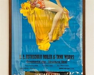 Framed Armstrong pin up calendar 