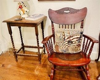 Pressed back leather seat rocker