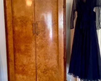 Large deco wardrobe, vintage gown