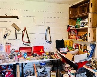 Old crates, hand tools