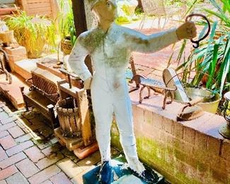 Concrete lawn jockey