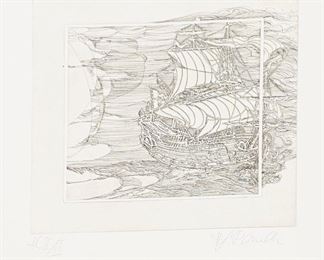 5 Hans Georg Rauch - The Galleons Suite, signed and numbered aquatint engravings