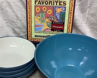 Autographed Iconic Moosewood Restaurant Cookbook, Bowl Set Serving Bowl