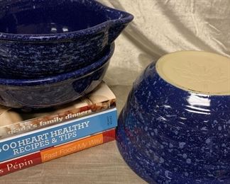 Monmouth Pottery Mixing Bowls with Cookbooks