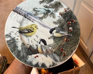 Lenox Winter Greetings Scenic Chickadees & Goldfinch Plate, Lenox Winter Greetings, Catherine McClung Art, Collector Plates, Lenox China