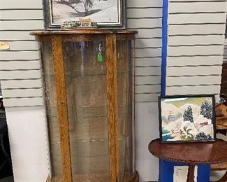 Oak curio cabinet 